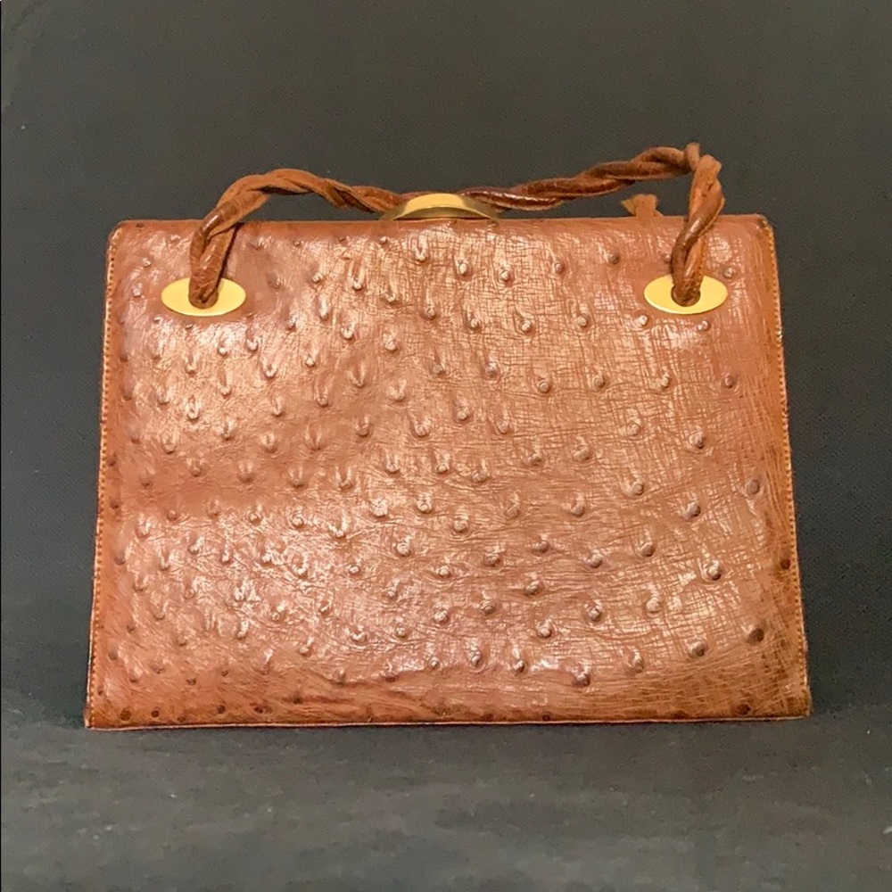Mark Cross Brown Ostrich Leather Handbag